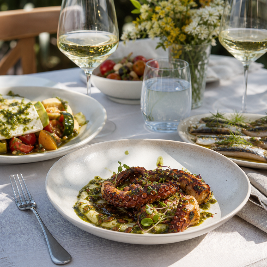 World Tourism Day: Why Greece Is Made for Destination Celebrations Contemporary Greek cuisine and local wine served at a destination event